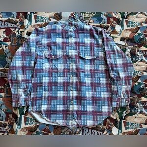Vintage 90s Women’s Bonjour Blue Plaid No Collar Shirt